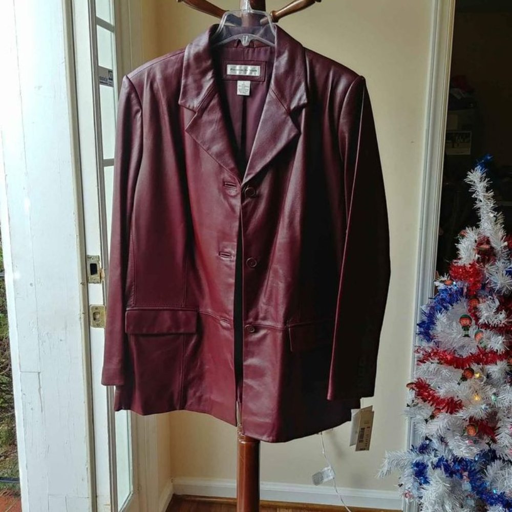 NWT, Preston & York, L, Genuine Lamb Skin, Burgundy, Leather Jacket